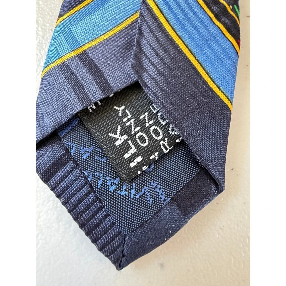 Vitaliano Pancaldi Vasari Silk Tie Mens Rare Art Deco Gold Chain Made in Italy